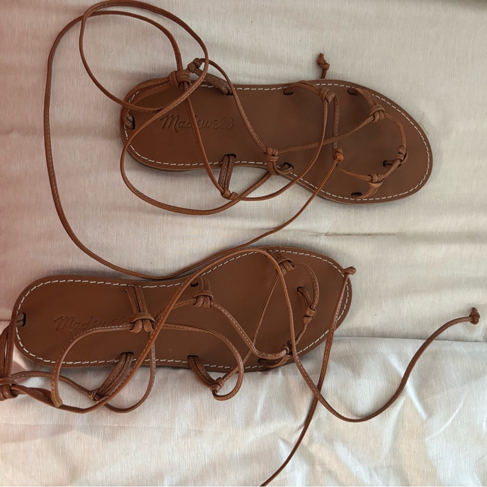 Madewell Tan Lace-Up Sandals